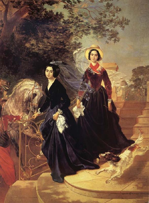 Portrait of The Shishmariov sisters,Olga and Alexandra, Karl Briullov